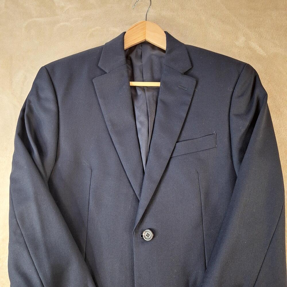 Lauren Ralph Lauren Suit Jacket Mens 38 Short Blue Wool Single Vent 2 Btn Formal